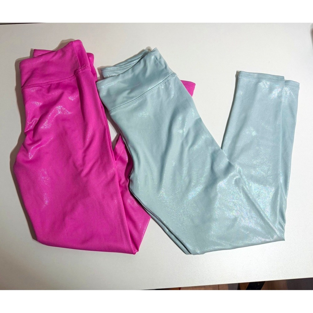 The Children's Place Bundle Pink&Blue Solid Ankle Leggings XL Stretch Activewear